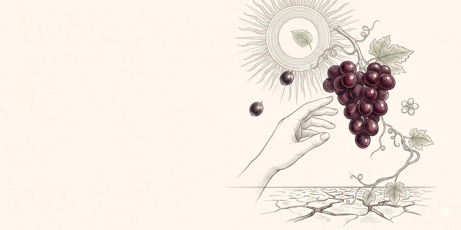 Un verre de vin rouge profond, une carte ancienne et un voilier esquissés au crayon, une branche de vigne, illustration
