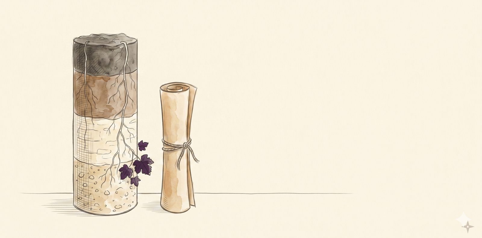 Illustration : coupe d'un sol viticole et racines de la vigne en profondeur